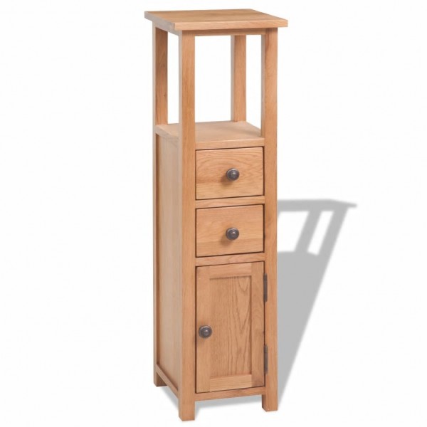 Mueble de esquina de madera de roble maciza 26x26x94 cm | Estantes