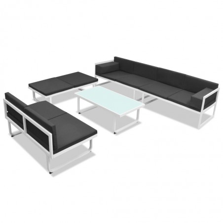 Set de muebles de jardín 5 piezas textilene aluminio negro | Conjun...