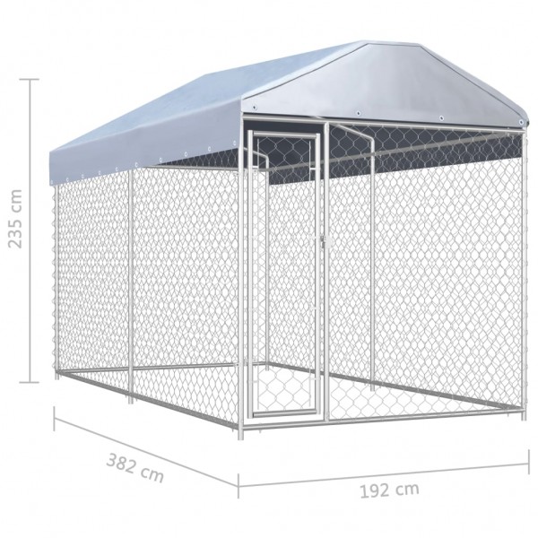 Perrera de exterior con toldo 382x192x235 cm | Casetas y Jaulas par...