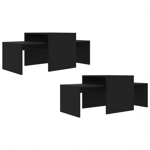 vidaXL Juego de mesas de centro aglomerado negro 100x48x40 cm