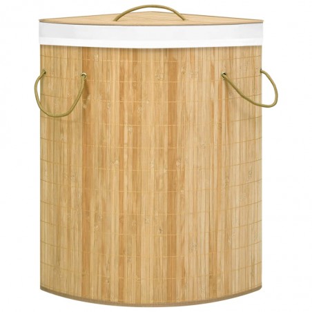 Cesto de ropa sucia de esquina de bambú 60 L | Cestas para ropa | A...