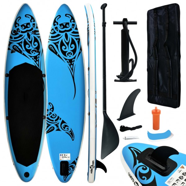 Juego de tabla de paddle surf de color azul.