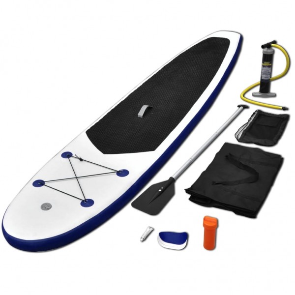 Tabla de Paddle SUrf hinchable de color blanco y negro.