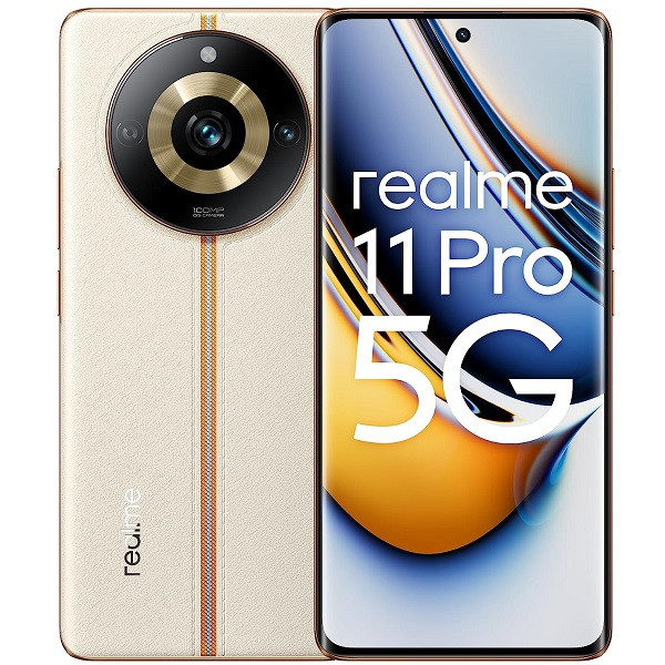 Móvil Realme Pro 5G Dual de color beige.